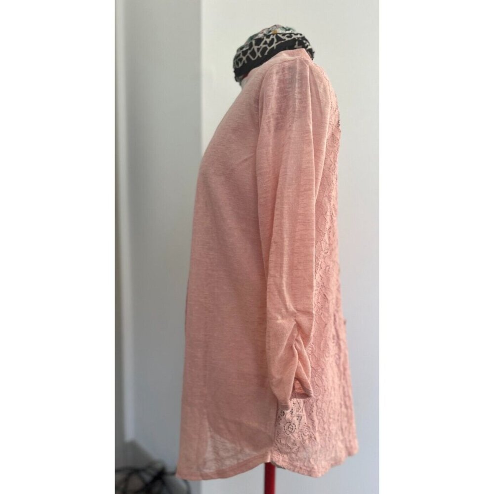 August silk Open Front Pink Salt Cardigan Lace Back Sz M New - Picture 5 of 9
